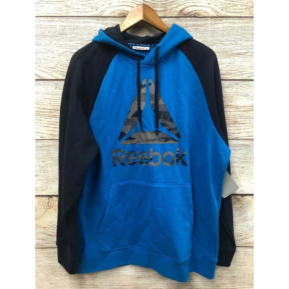 Reebok Hoodie Sweatshirt Mens Medium Electric Blue Lemonade Mesh Camo PO‎ New